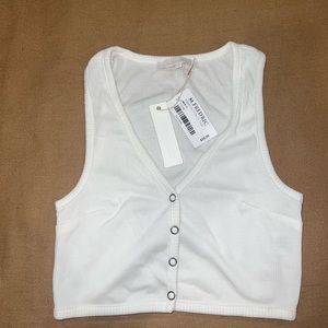 White Button Up Crop Top